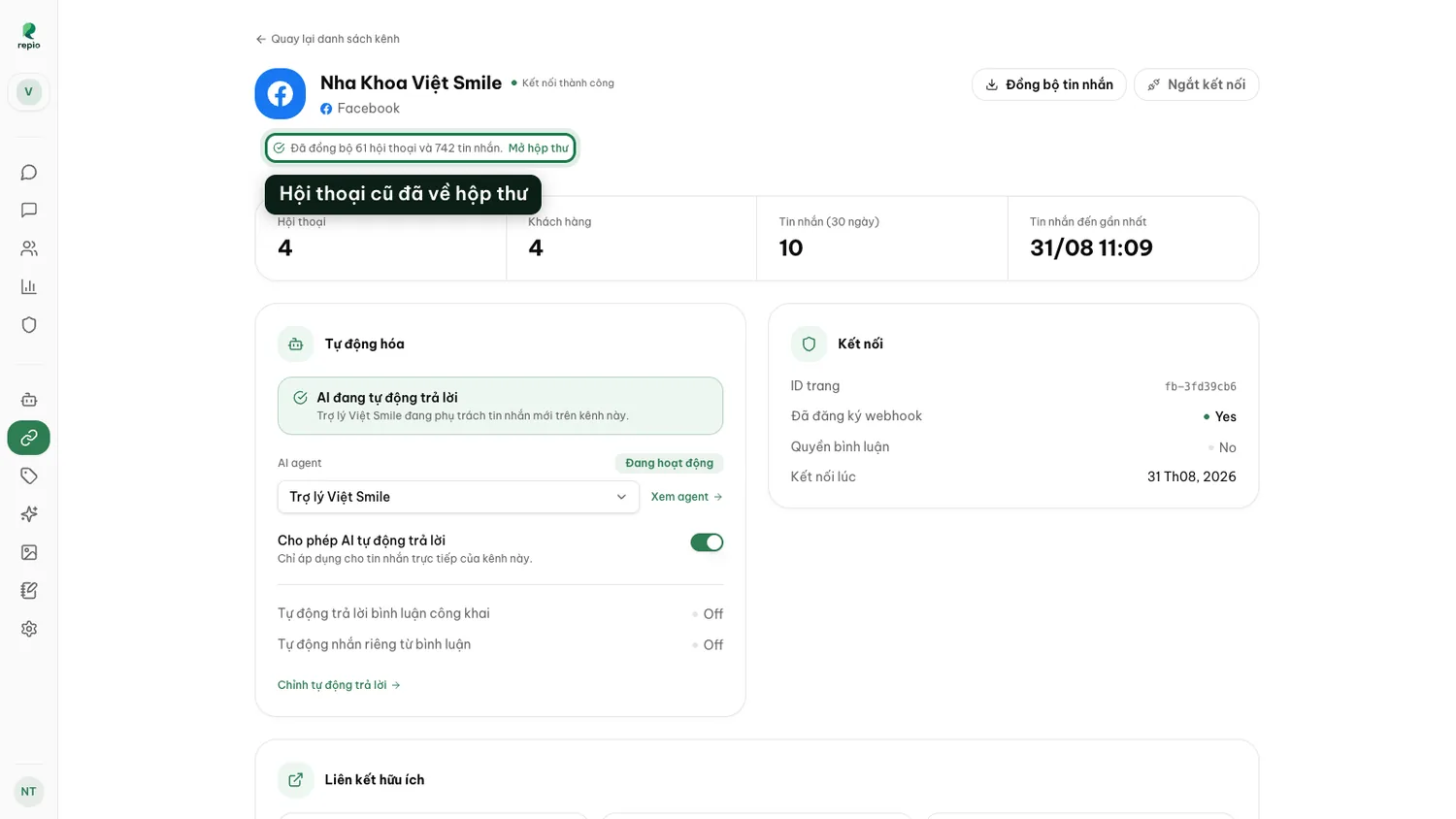 Click “Start sync” and watch the progress.