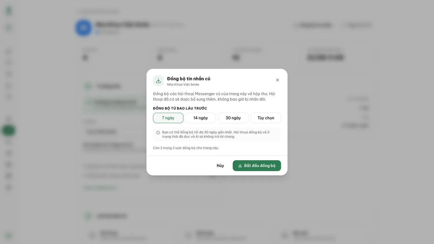 Choose how far back to sync.